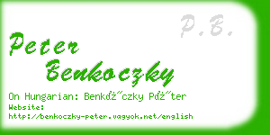 peter benkoczky business card